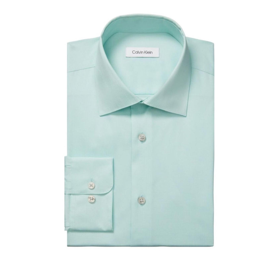 Calvin Klein Steel Slim-Fit Stain Shield Dress Shirt Green Size 17.5 (32/33) NWT