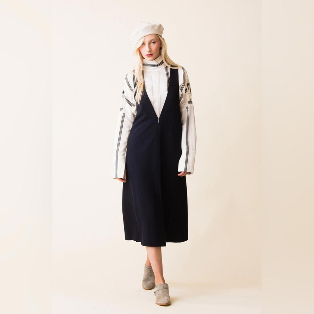 NWT TIBI Mica Crepe Jumper in Navy, Size 4 New w/Tag Retail $595