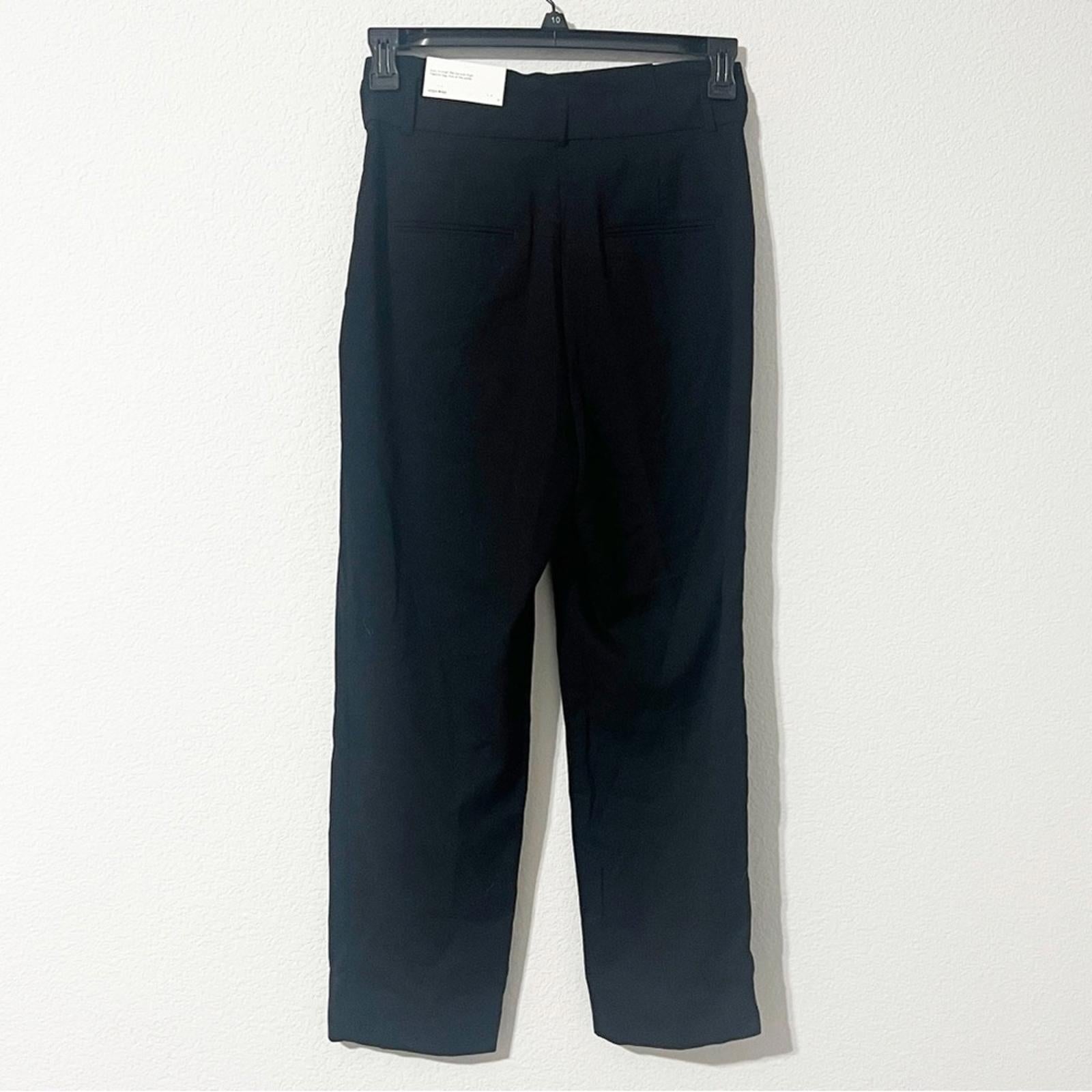 Ann Taylor Paper Bag Waist High-Rise Ankle Pants in Black, Size 2, NEW
