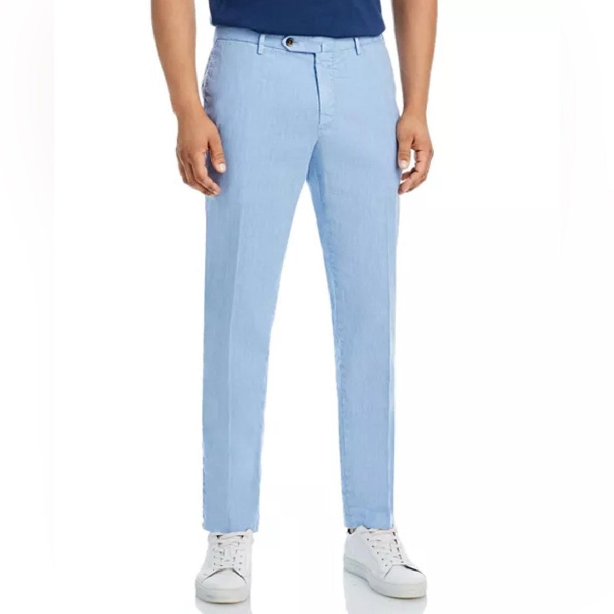 PT Torino Linen & Cotton Delave Slim Fit Trousers, Blue Size 56 NEW w/Tag $395