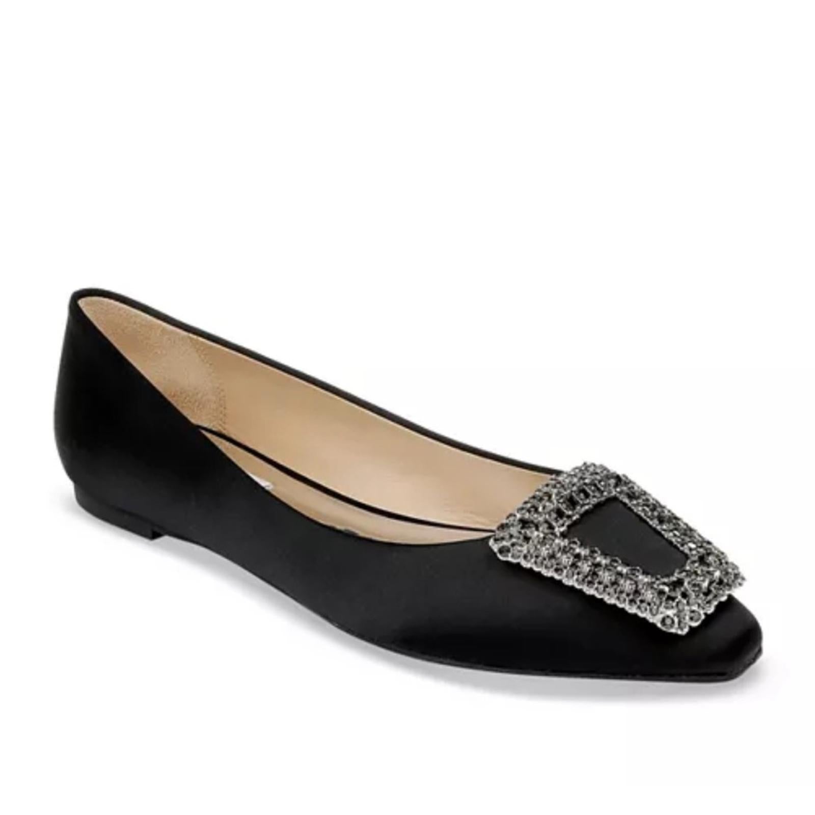 Badgley Mischka Emerie Slip On Embellished Flats Black, Size 5.5 NEW +DustBag