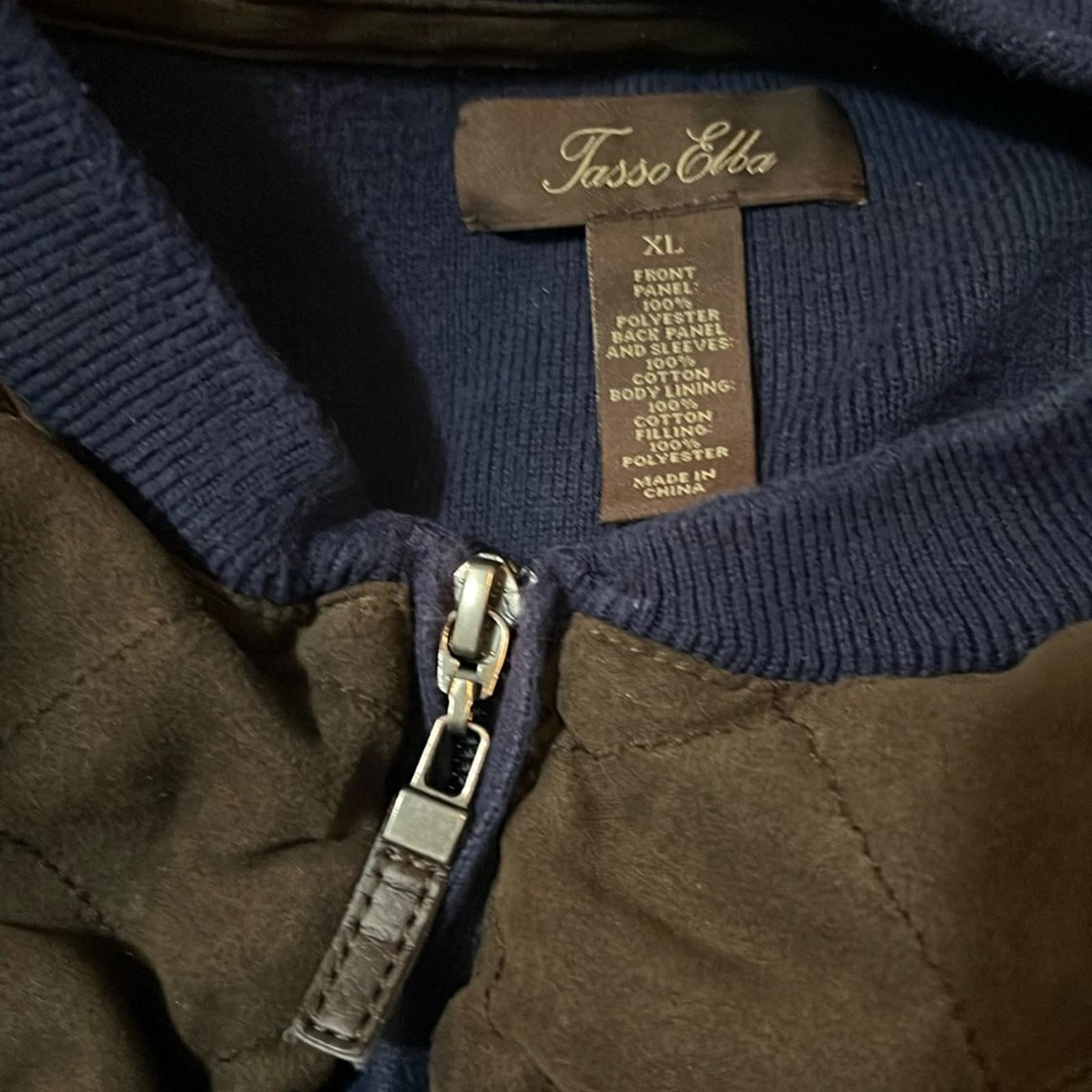 Tasso Elba Zip-Up Lightweight Quilted Coat in Navy/Brown, Size XL EXCELLENT!