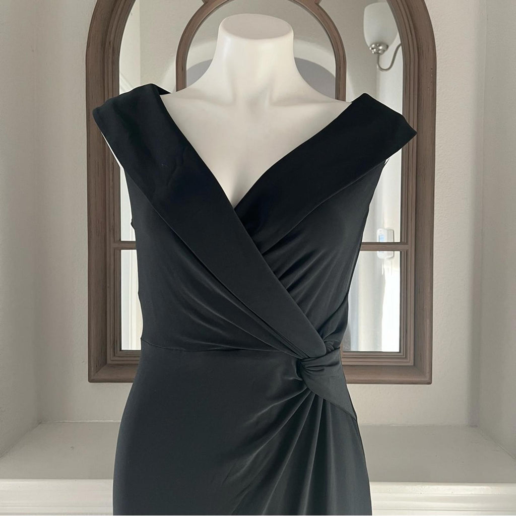 Lauren Ralph Lauren Jersey Off-the-Shoulder Side-Slit Column Gown, Size 6 NEW