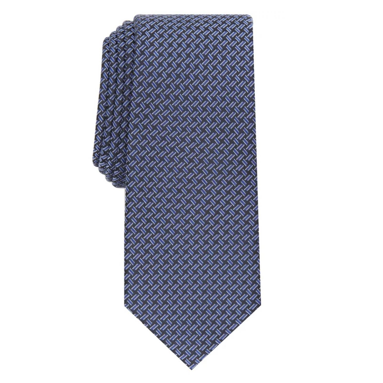ALFANI Silk Kingsley Printed Tie, Navy New w/Tag