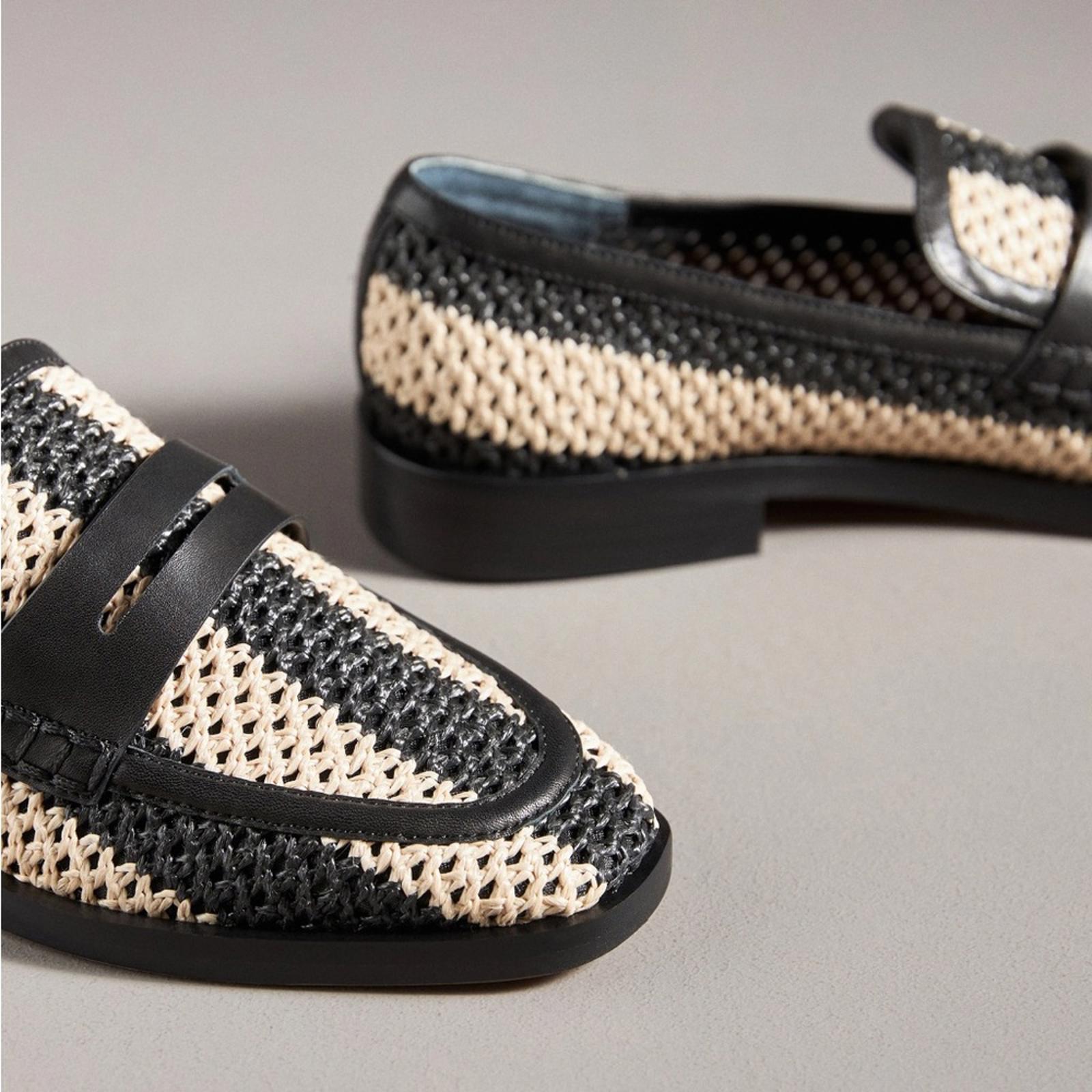 3.1 Phillip Lim Alexa Raffia & Leather Penny Loafers, White/Black, Size 36