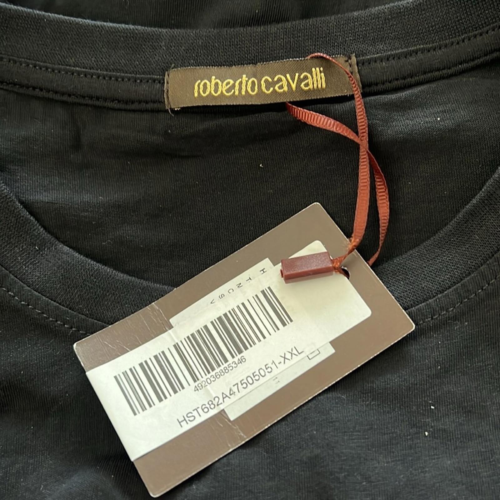 Roberto Cavali Graphic Logo Print T-Shirt in Black, Size XXL NEW w/Tag