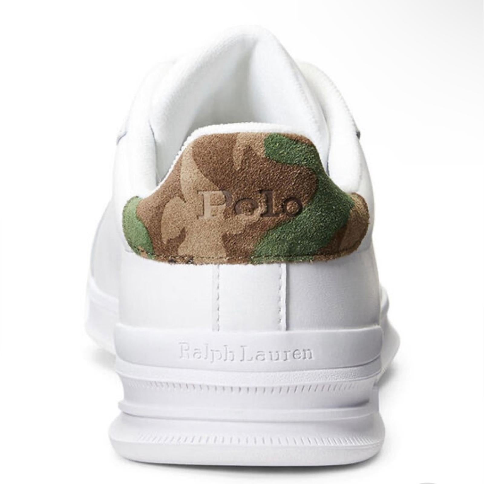 Polo Ralph Lauren Heritage Court II Sneaker White Camo Leather Sneakers Size 9.5