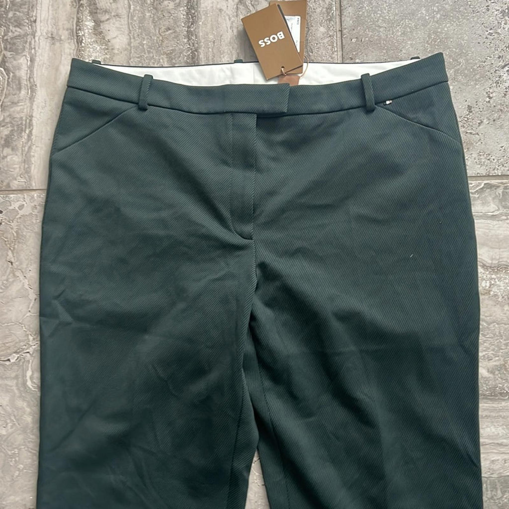 BOSS Tatiani Cropped Twill Pants in Open Green, Size 14 New w/Tag, Retail $278