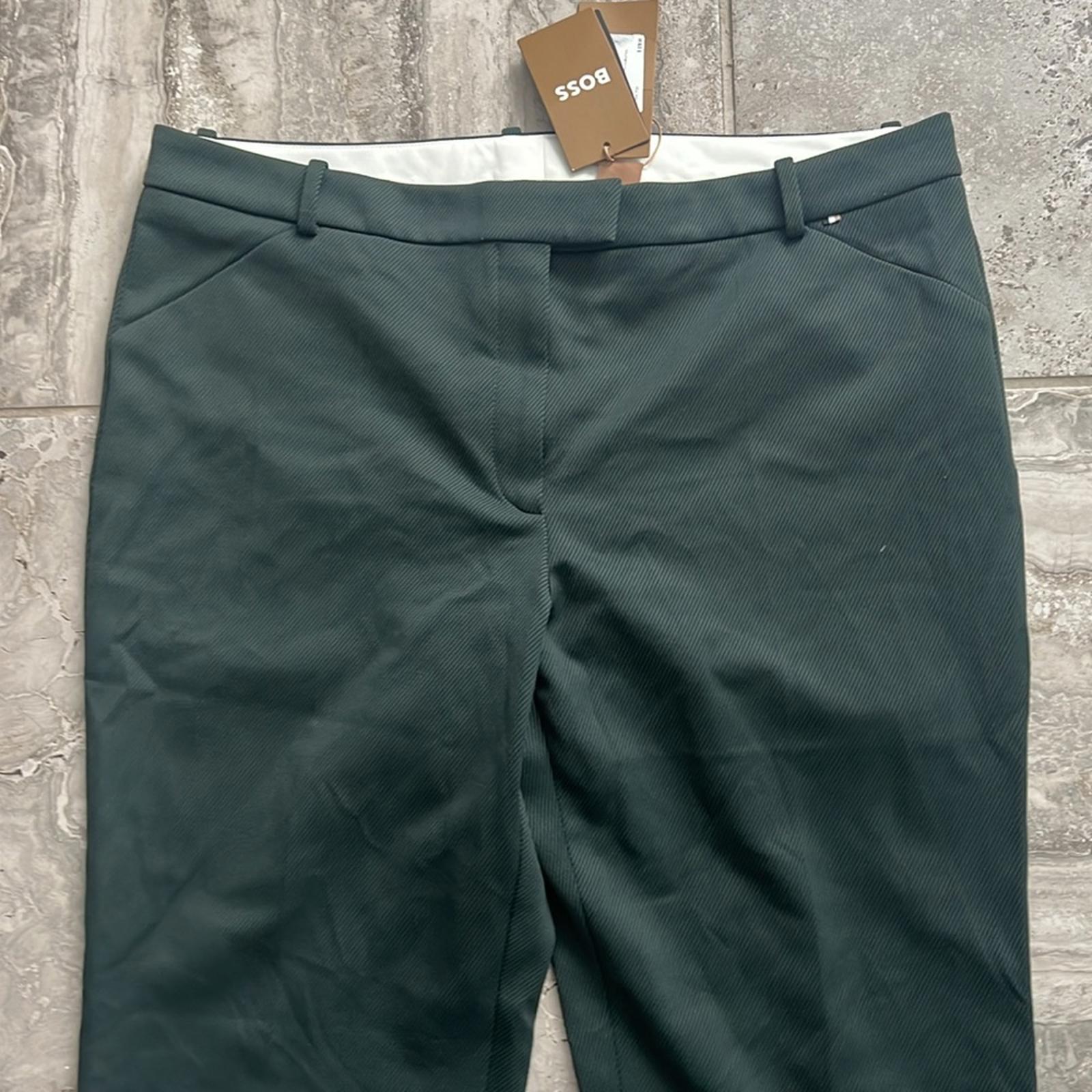 BOSS Tatiani Cropped Twill Pants in Open Green, Size 14 New w/Tag, Retail $278