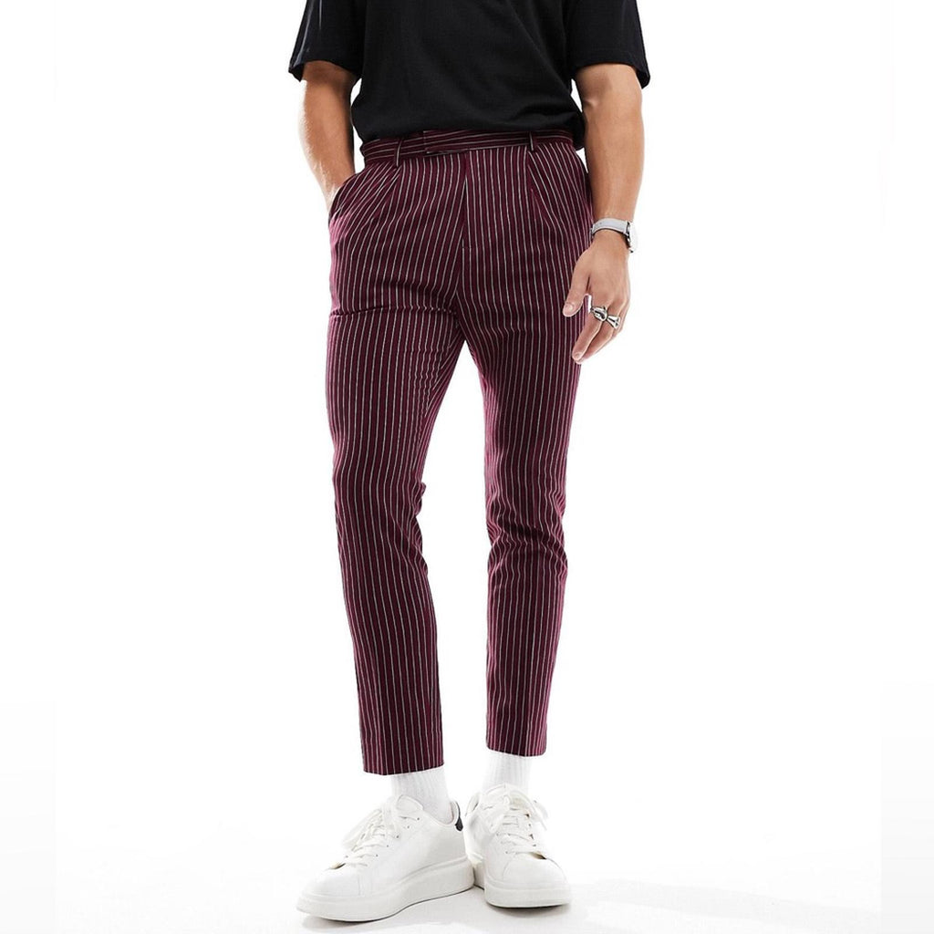 ASOS Tapered Smart Pants, Burgundy Pin Stripe, Size W34 L30 New w/Tag SOLD OUT
