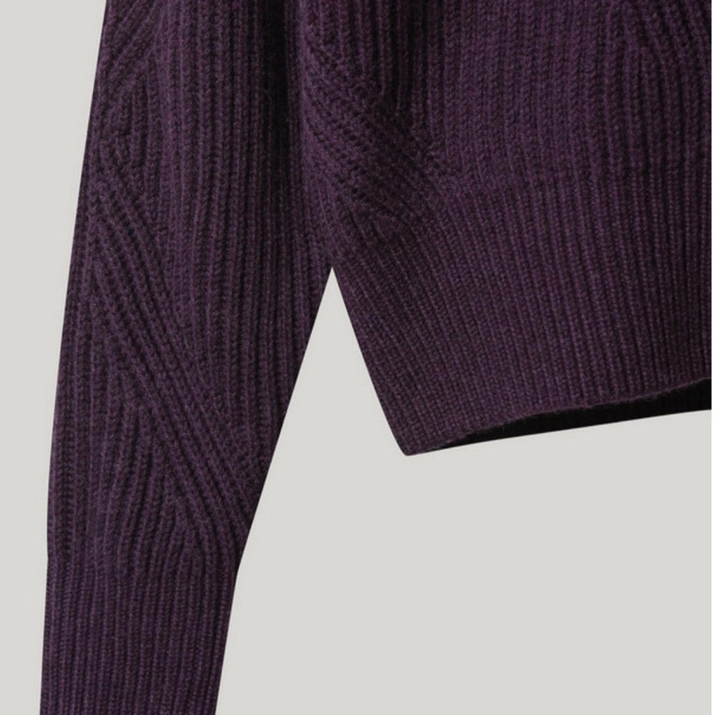 IRO Mona Wool Knit Ribbed Sweater, Dark Purple Size L, New w/Tag Retail $445