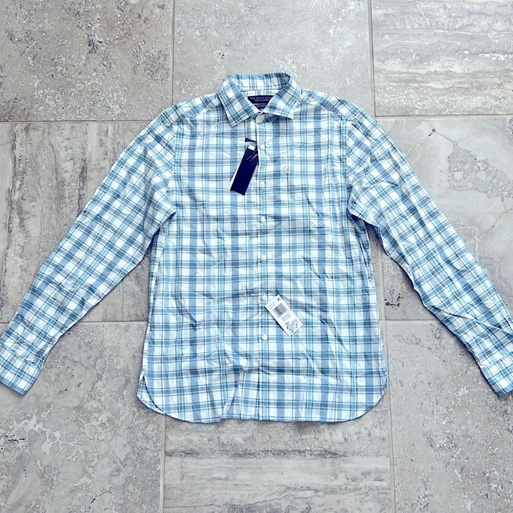 The Men’s Store Bloomingdale’s Plaid Button Up Dress Shirt Multi Blue Size M NWT