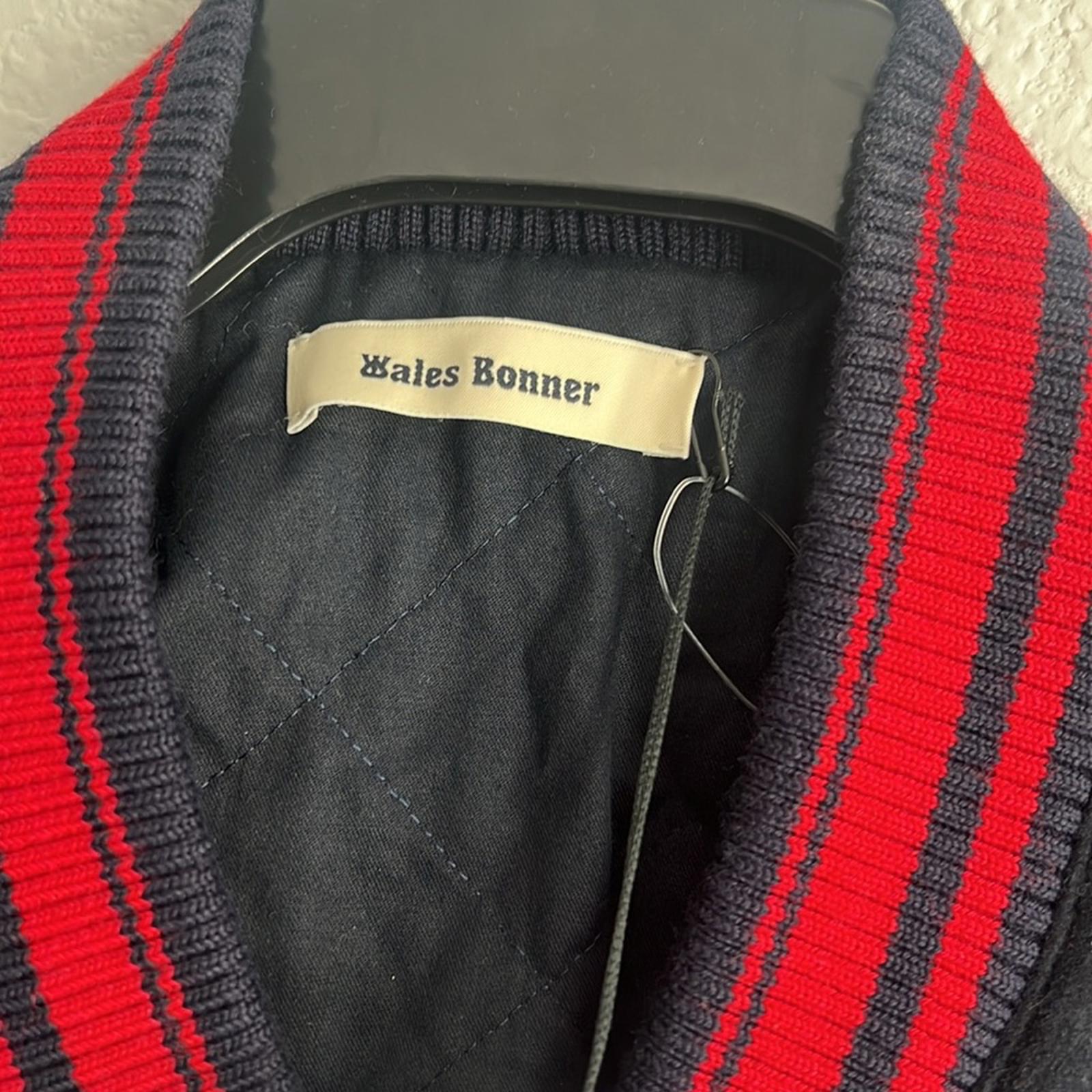 Wales Bonner Navy Ascend Varsity Bomber Jacket in Navy & Brown, NWT, Size 52