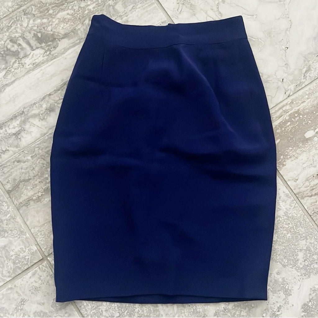 Lamb Wool Pencil Mini Skirt with Pockets in Blue Size 6 Made in Italy EXCELLENT!