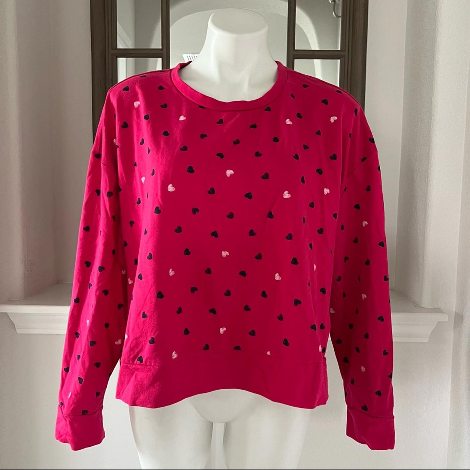 Earl Jeans Hearts Crew Neck Sweatshirt in Fuchsia, Size L (Excellent Condition)