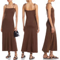 By Malene Birger Catania Tie Strap Midi Dress in Brown, Size L New w/Tag