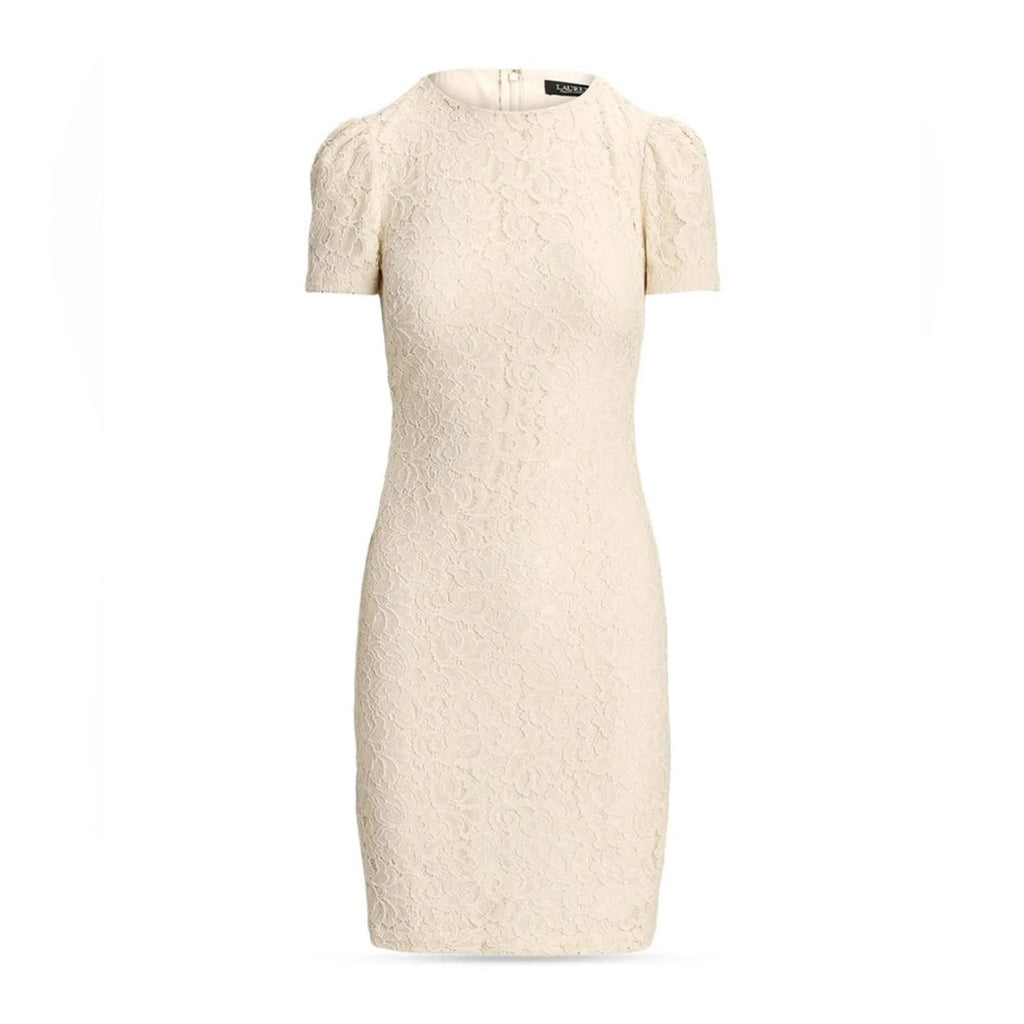 Lauren Ralph Lauren Winter Cream Puff-Sleeve Lace Cocktail Dress Size 4 NWT $225