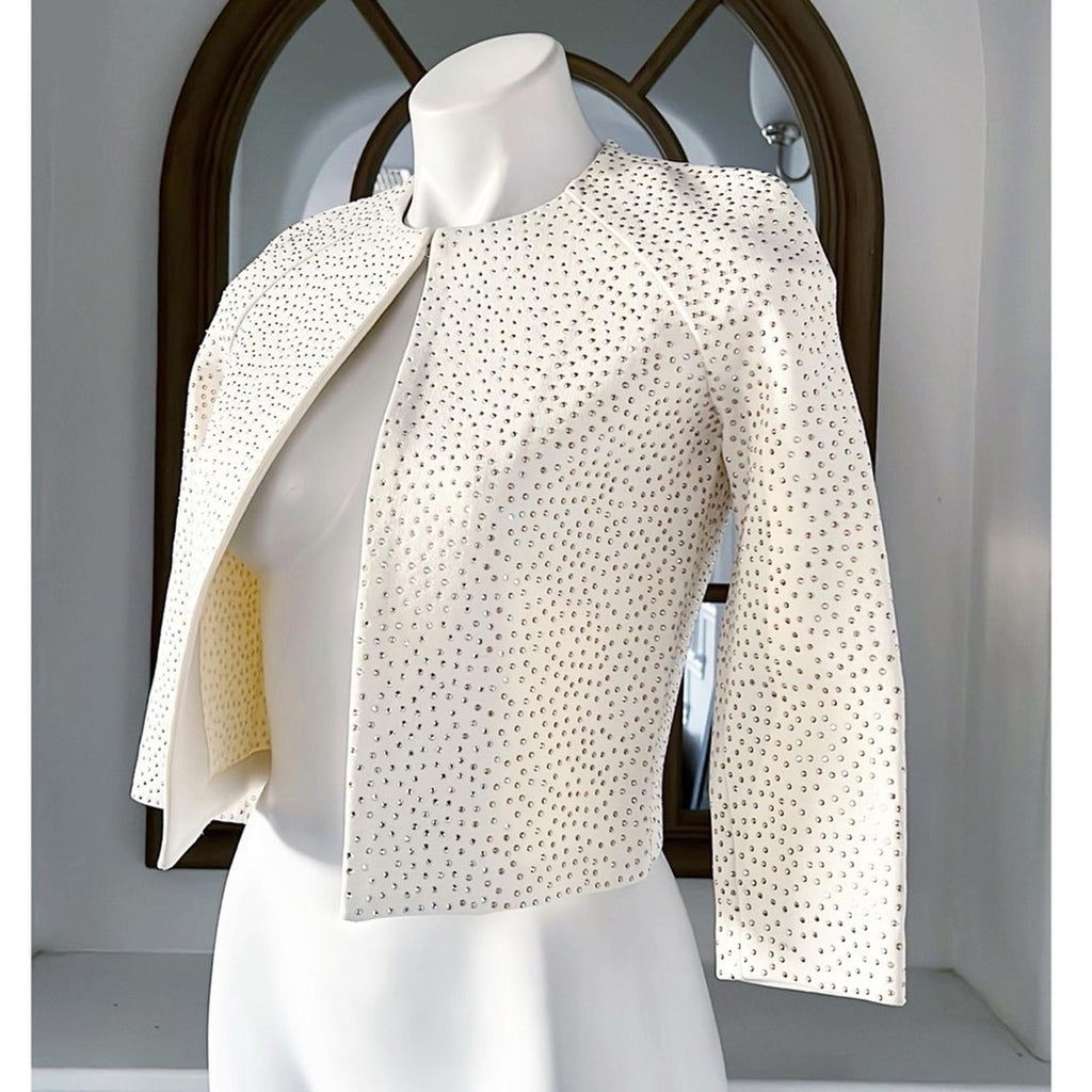 St. John Embellished Knit Jacket in Ecru, Size 2 NEW w/Tag $1,695