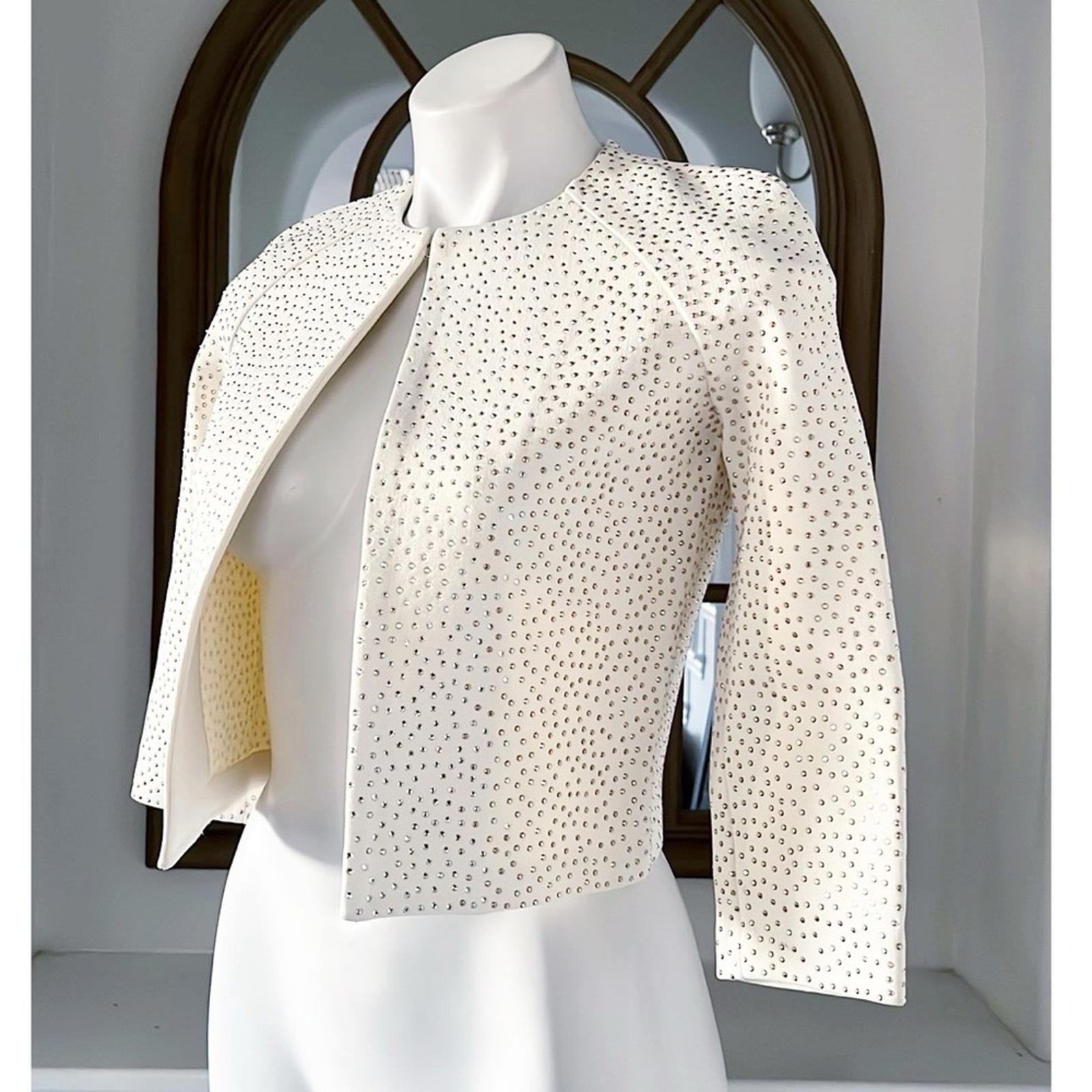 St. John Embellished Knit Jacket in Ecru, Size 2 NEW w/Tag $1,695