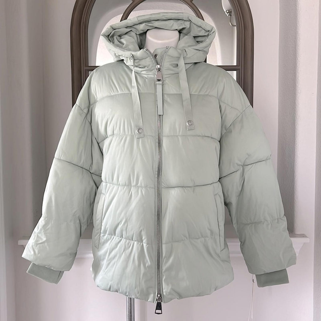 AQUA Hooded Puffer Coat in Sage Green, Size XL New w/Tag Retail $198 SOLD OUT!