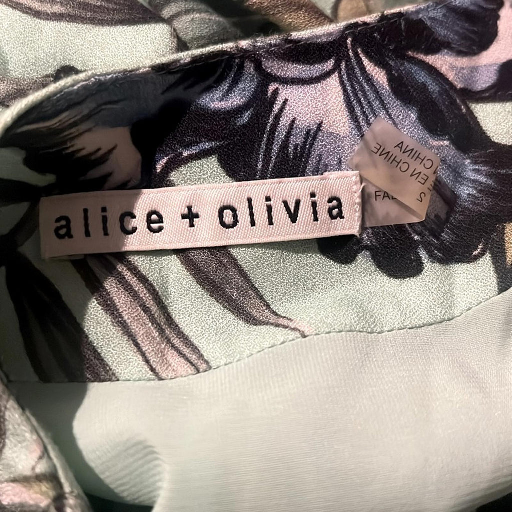 Alice+Olivia Brook Oasis Floral-Mint Dress, Multi Colors, Size 2 EXCELLENT! $298