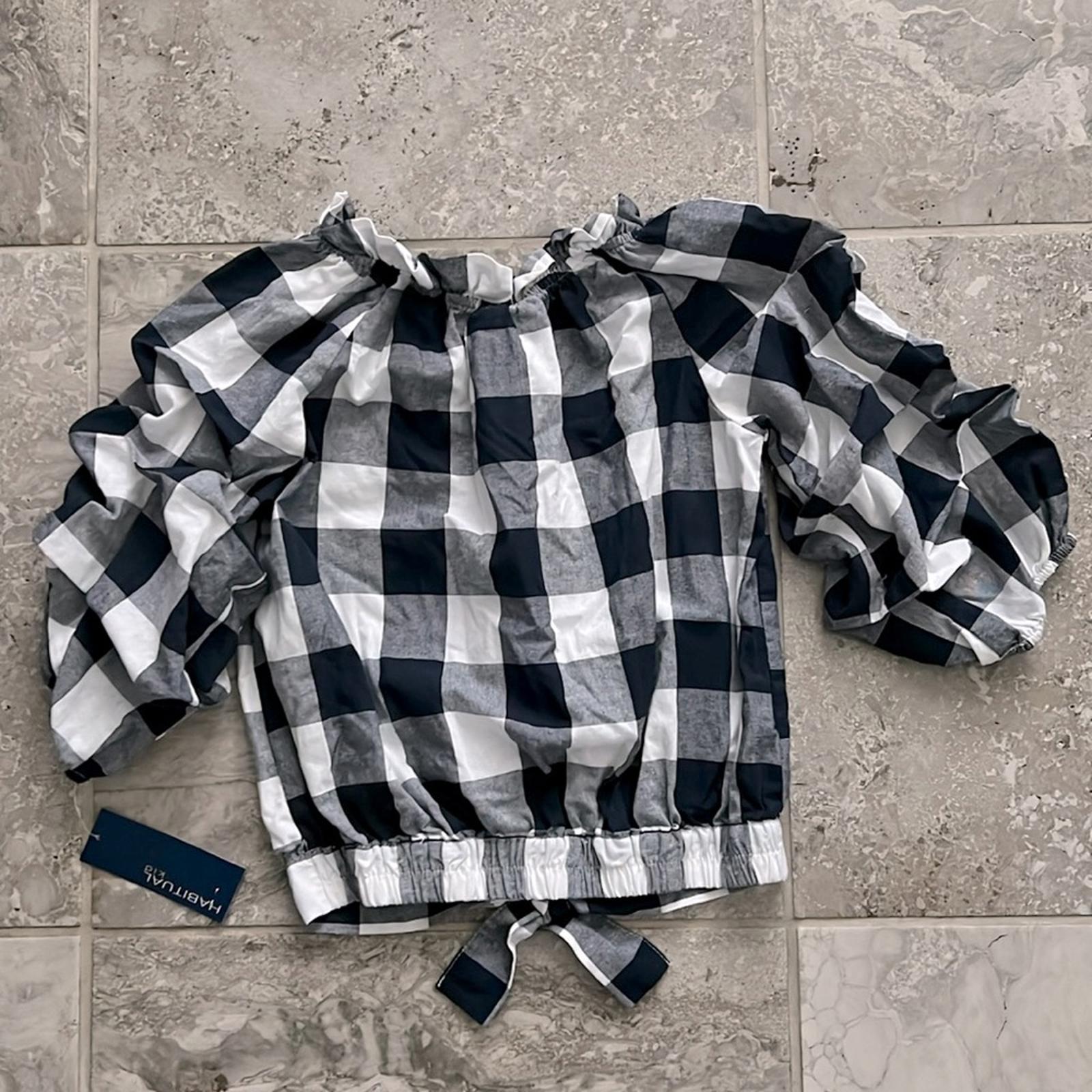 Habitual Kids Girls' Puff Sleeve Gingham Crop Top Big Kid Size 16, New w/Tag