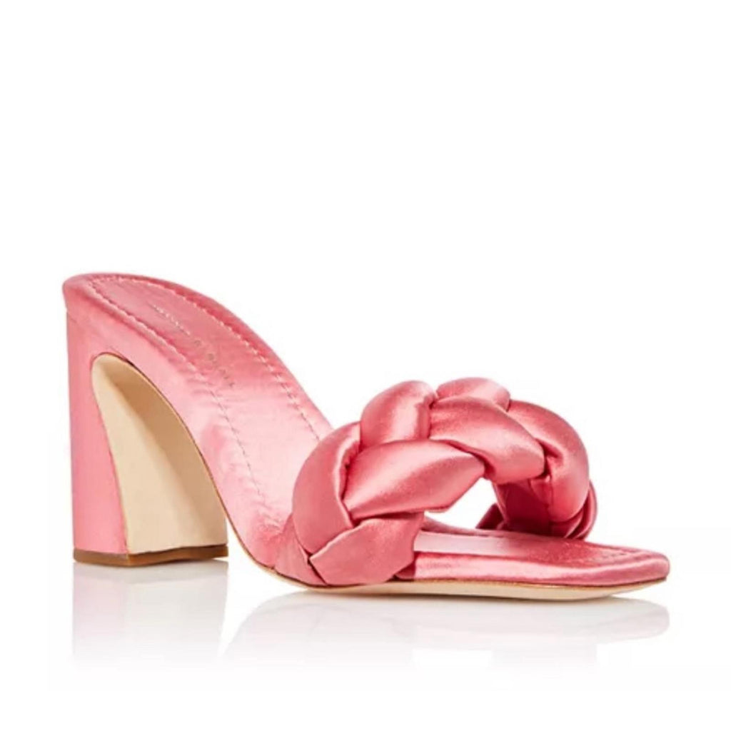 Loeffler Randall Freya Braided Curved Heel Sandals Bubblegum, Size 11 New in Box