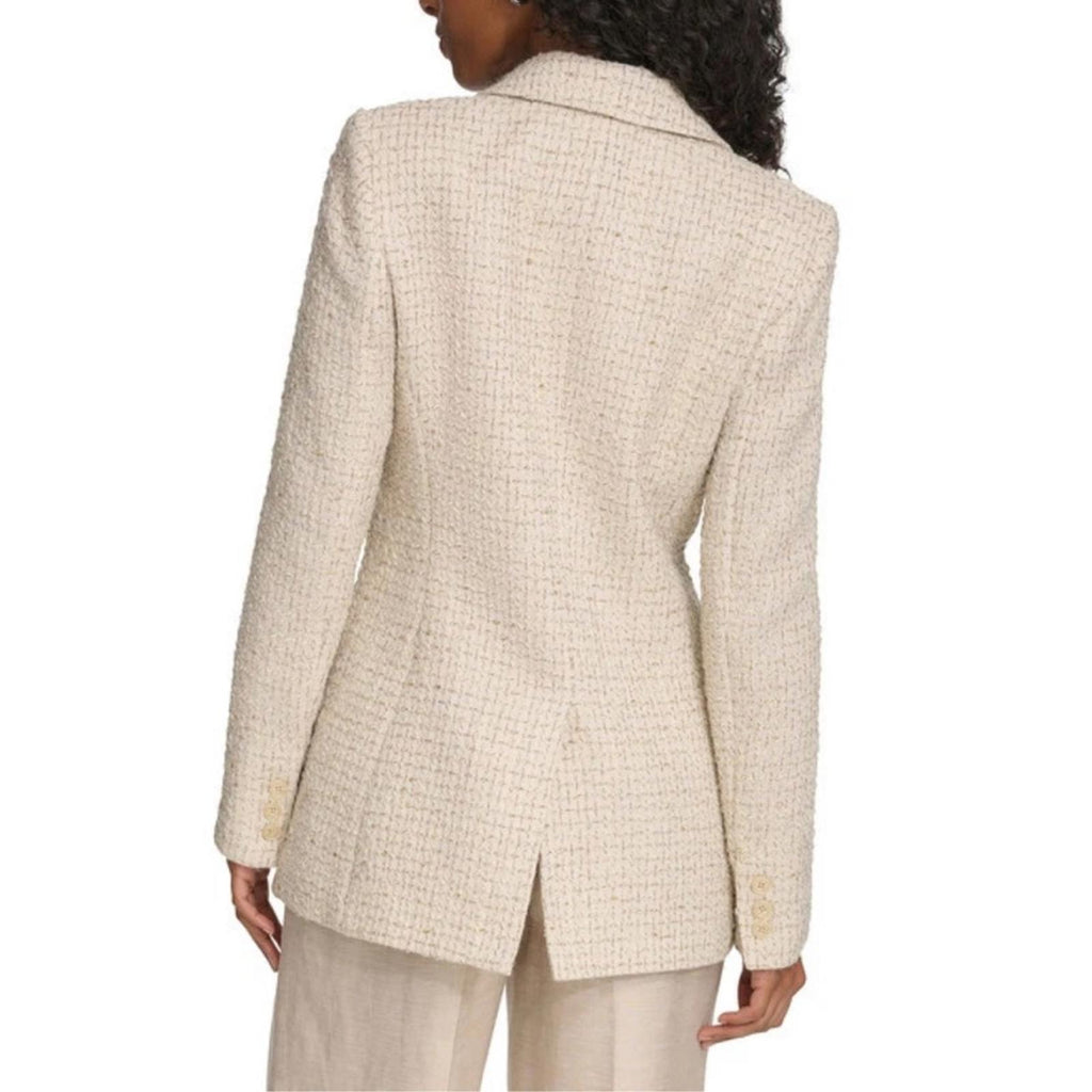 Calvin Klein Tweed Single-Button Blazer in Nomad Multi, Size 26 NEW w/Tag $169