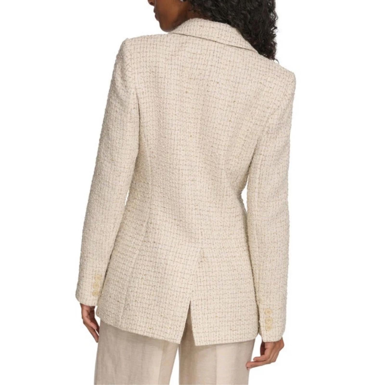 Calvin Klein Tweed Single-Button Blazer in Nomad Multi, Size 26 NEW w/Tag $169