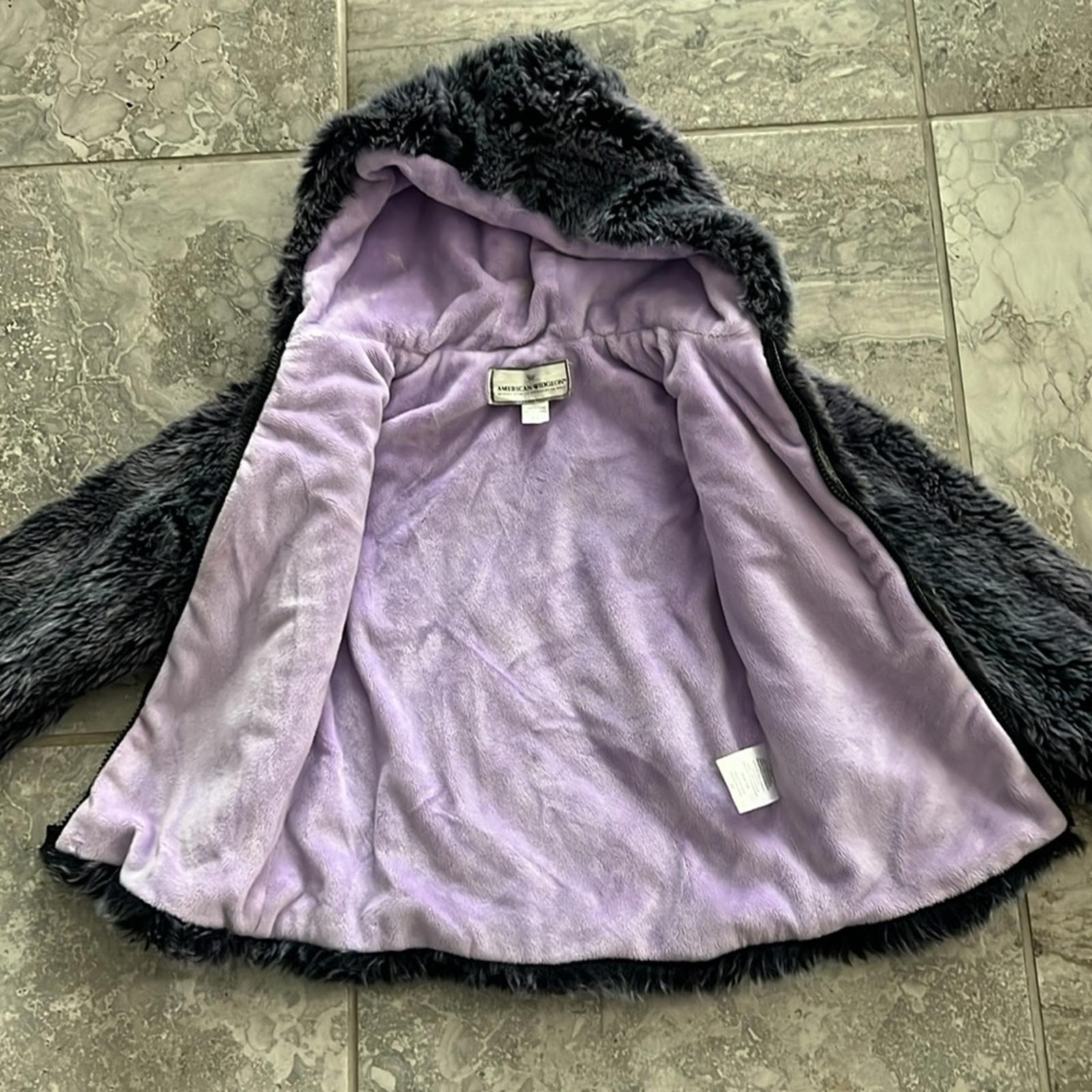 American Widgeon Purple Sherpa Hooded Jacket Size 6X EXCELLENT!