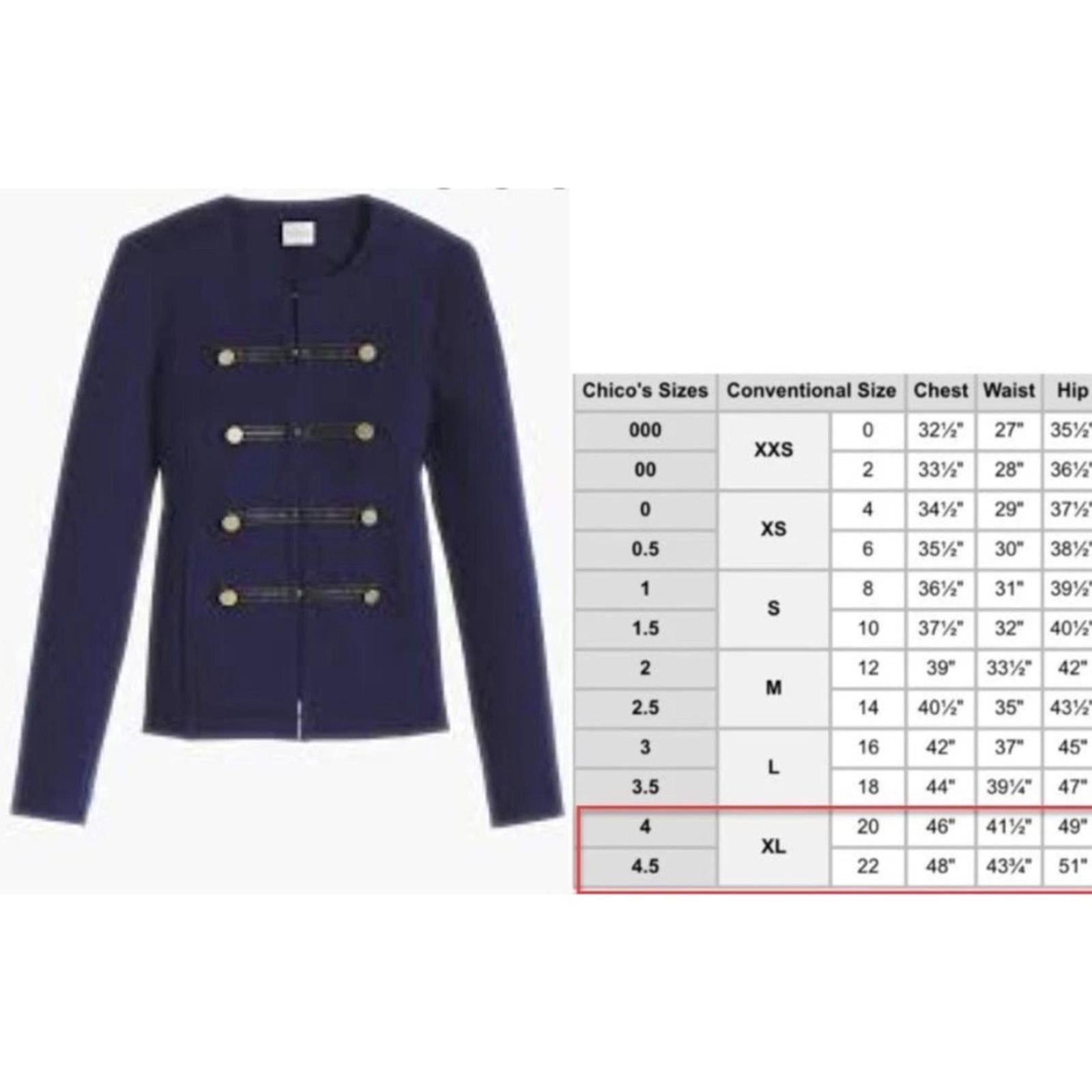 Chico's Military Long Sleeve Jacket in Deep Navy, Size 3 (16/18), Retail $149