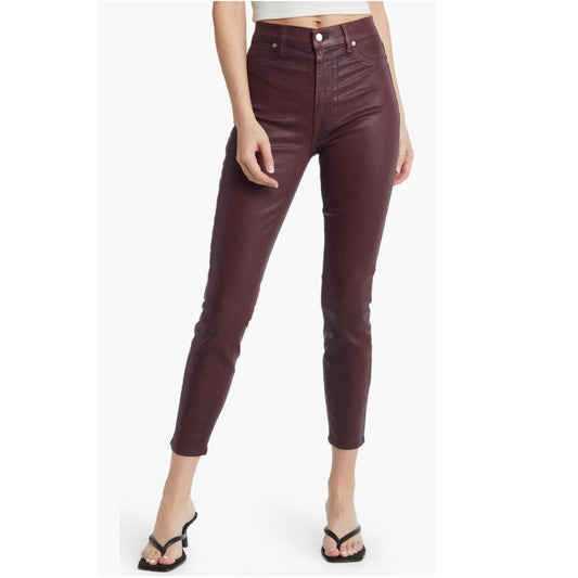 7 For All Mankind High-Waist Ankle Skinny, Merlot Coated, NEW, Size 27