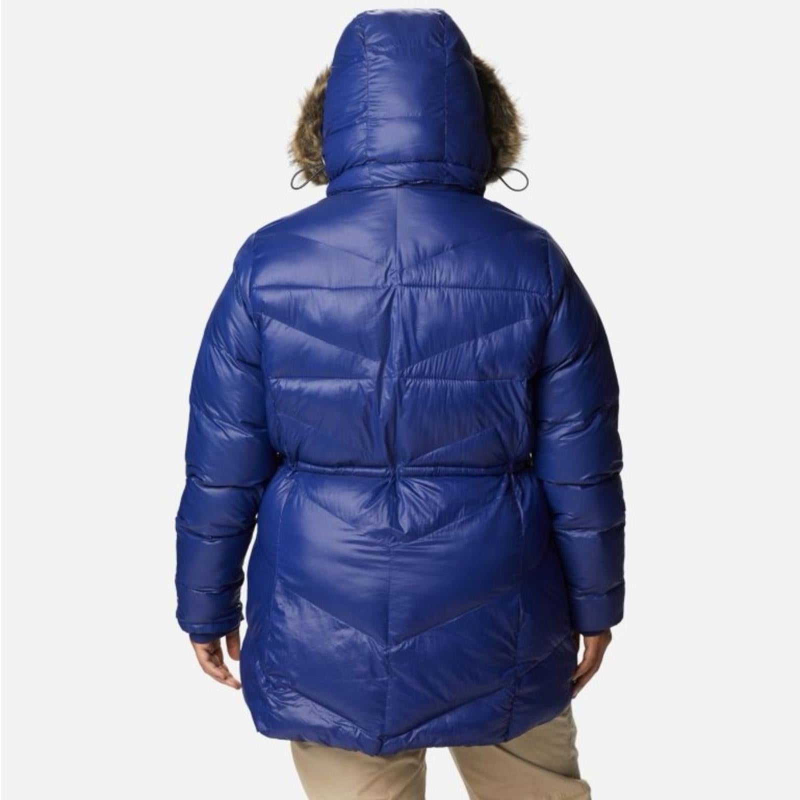 Columbia Peak to Park II Hooded Faux-Fur-Trim Jacket, Blue Size 1X New w/Tag