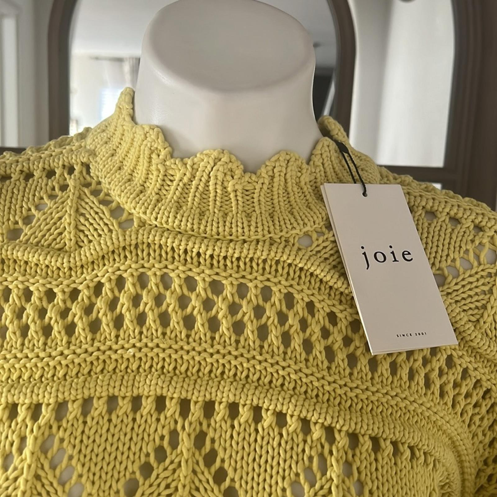 Joie Hockley Scalloped Neck Ruffle Sweater in Canary Yellow, Size XS Retail $278