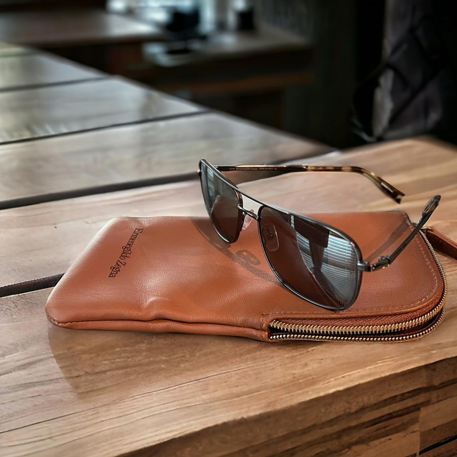 Ermenegildo Zegna Men’s Aviator Sunglasses + Original Case, EZ0079 16788 NWT