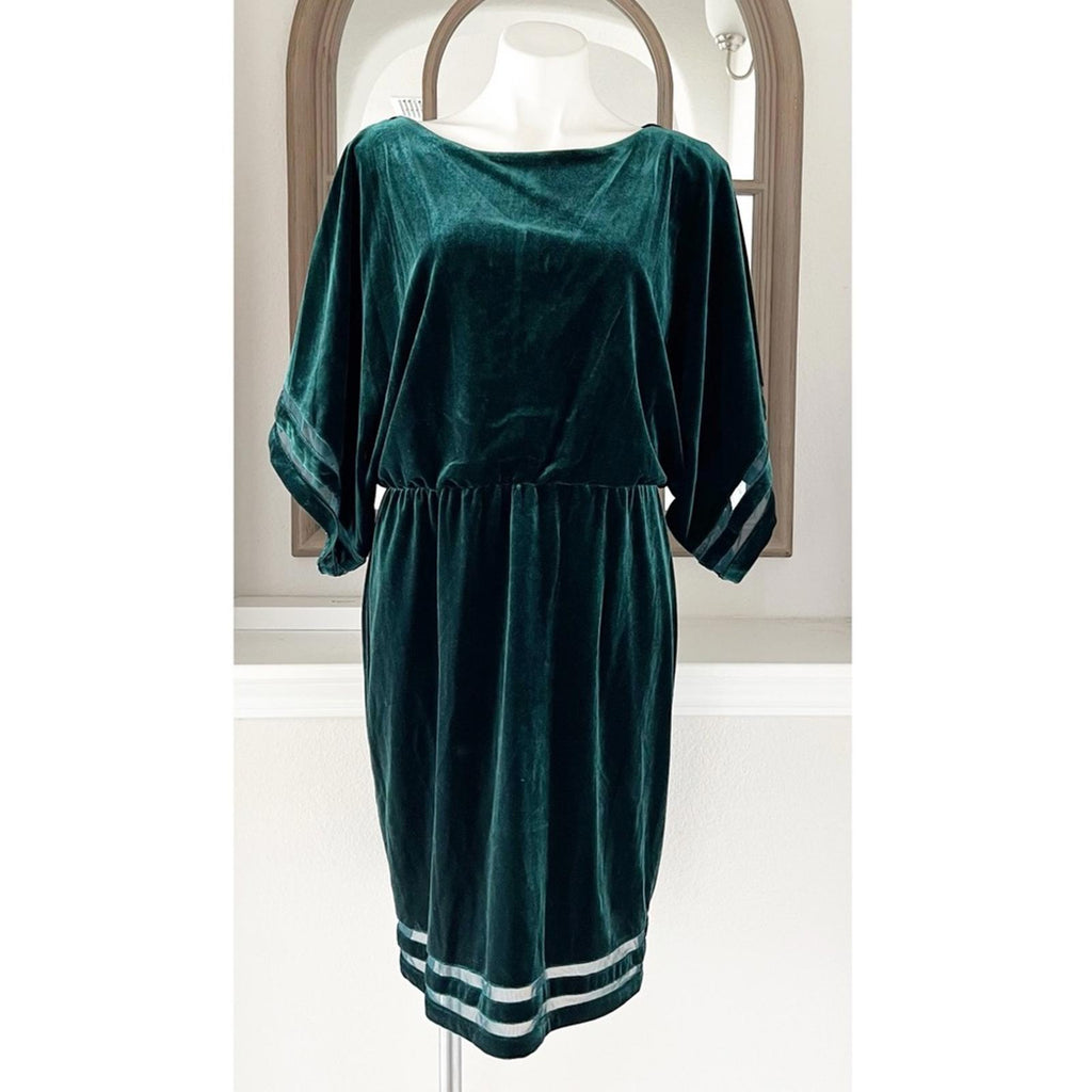 Jessica Howard GREEN Velvet Knee Shift Dress, Size 14 EXCELLENT!