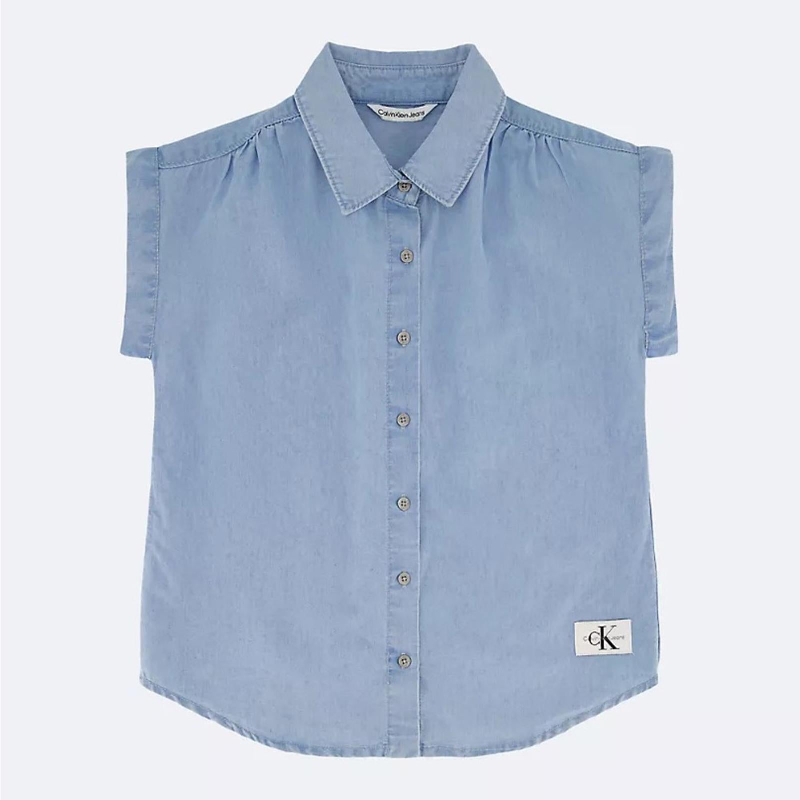 Calvin Klein Girls Relaxed Denim Button-Down Shirt, Size M (8/10) NEW Sold Out!