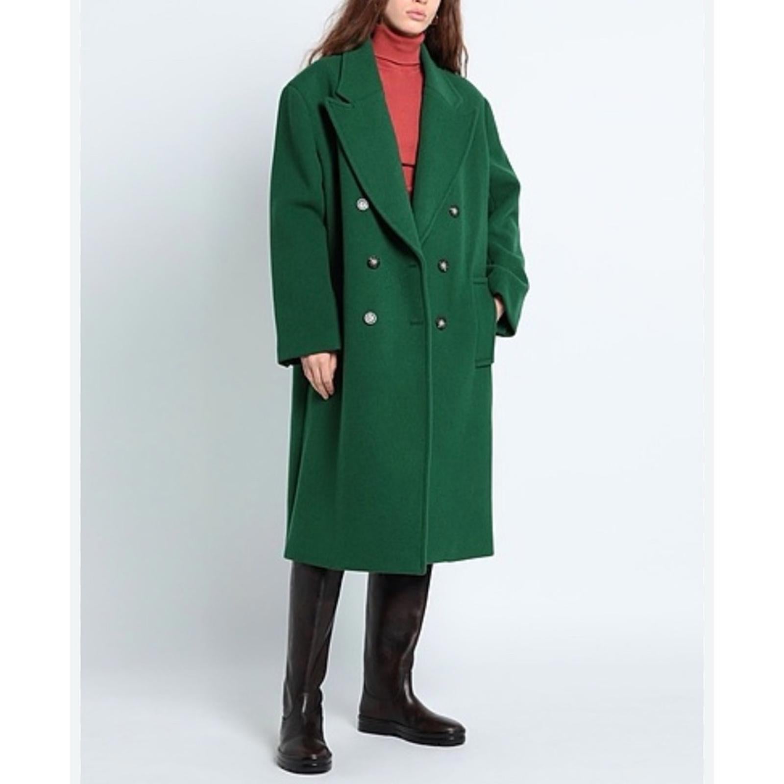 Michael Kors Mensy Double-Breasted Wool Blend Coat in Green, Size XL NEW