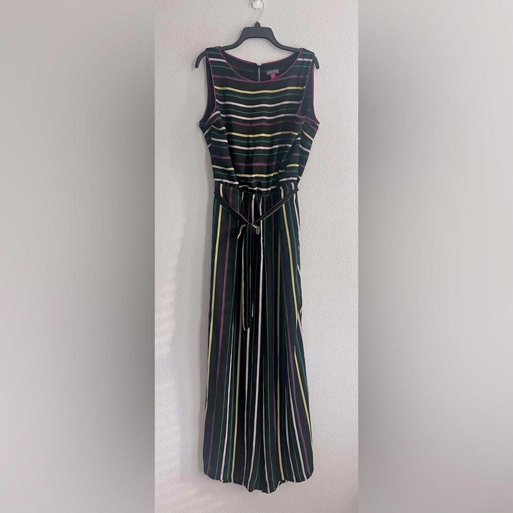 Vince Camuto Striped Jumpsuit in Black Multi, Size XL