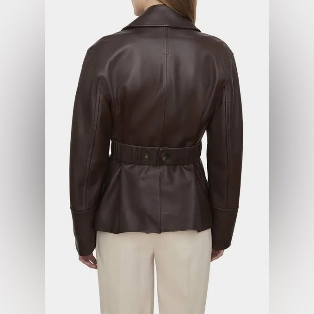 Vince 100% Lamb Leather Safari Jacket in Brown, Size M New w/Tag Retail $1495