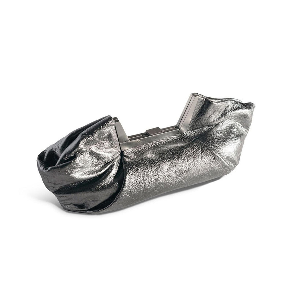 MAISON ETNAD Norah Metallic Frame Clutch, Silver, Retail $680
