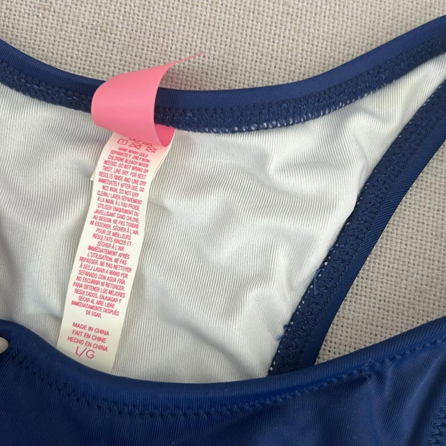 Victoria Secret Racerback Bra Bikini Top w/Removable Pads, Size L