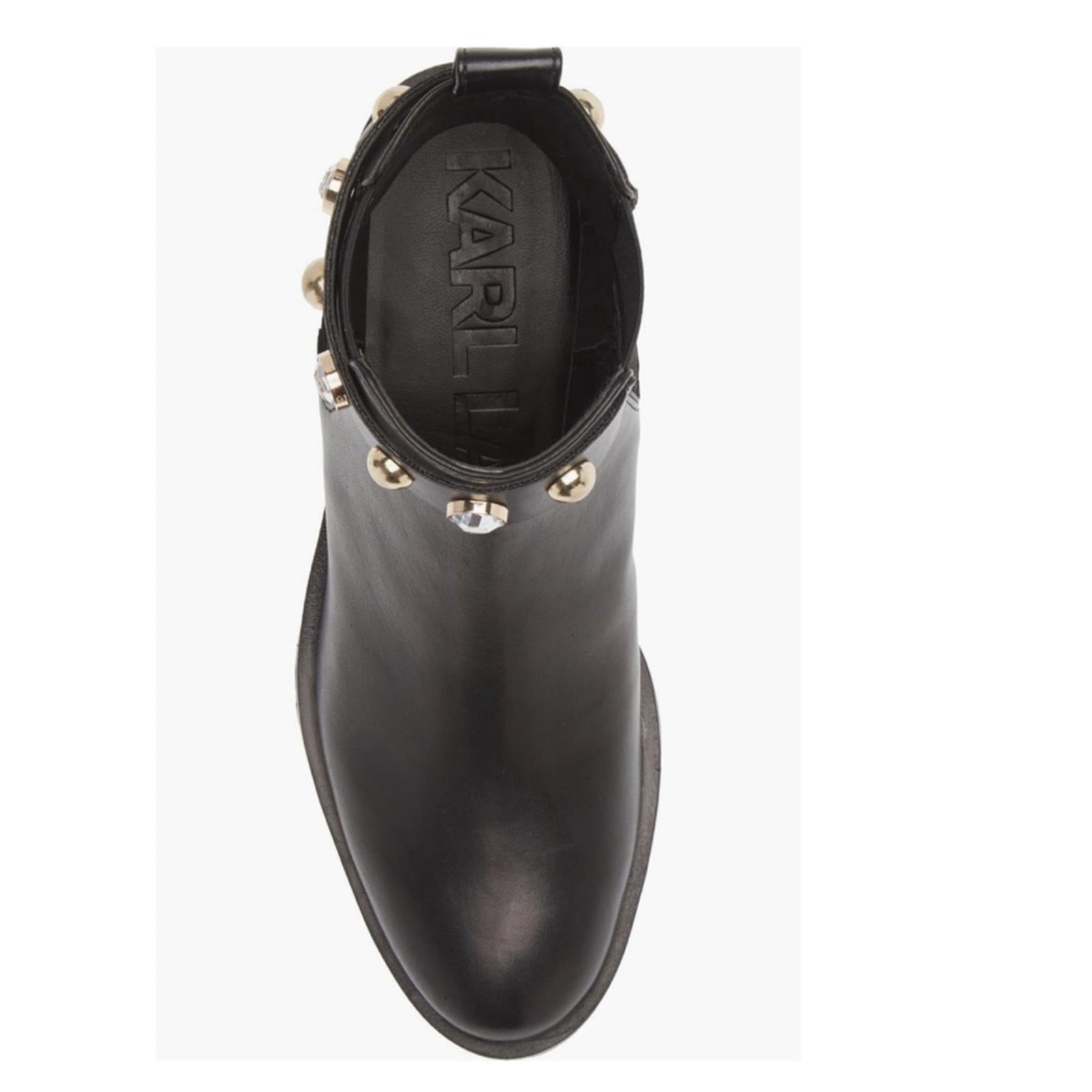Karl Lagerfeld Paris Porshay Lug Sole Boots in Black, Size 8.5 New w/o Box