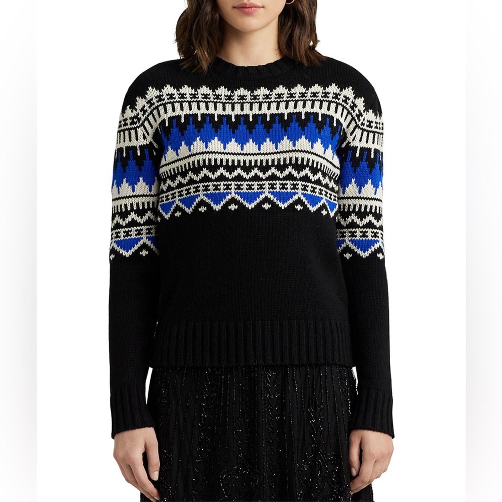Lauren Ralph Lauren Fair Isle Wool-Blend Crewneck Sweater, Size S New w/Tag $225