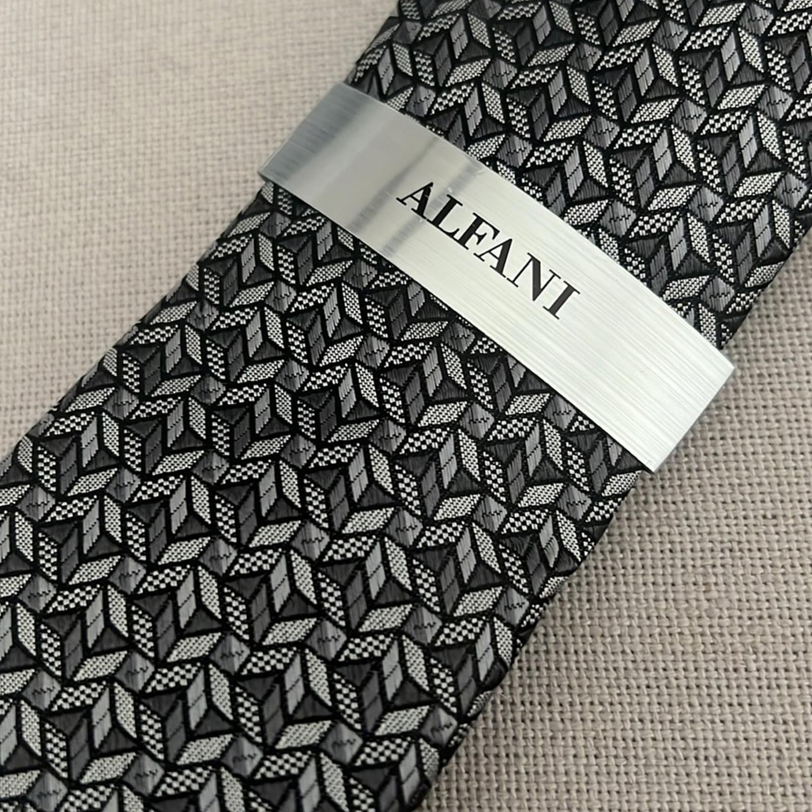 ALFANI Coen Geo Neck Tie in Charcoal, New with Tag