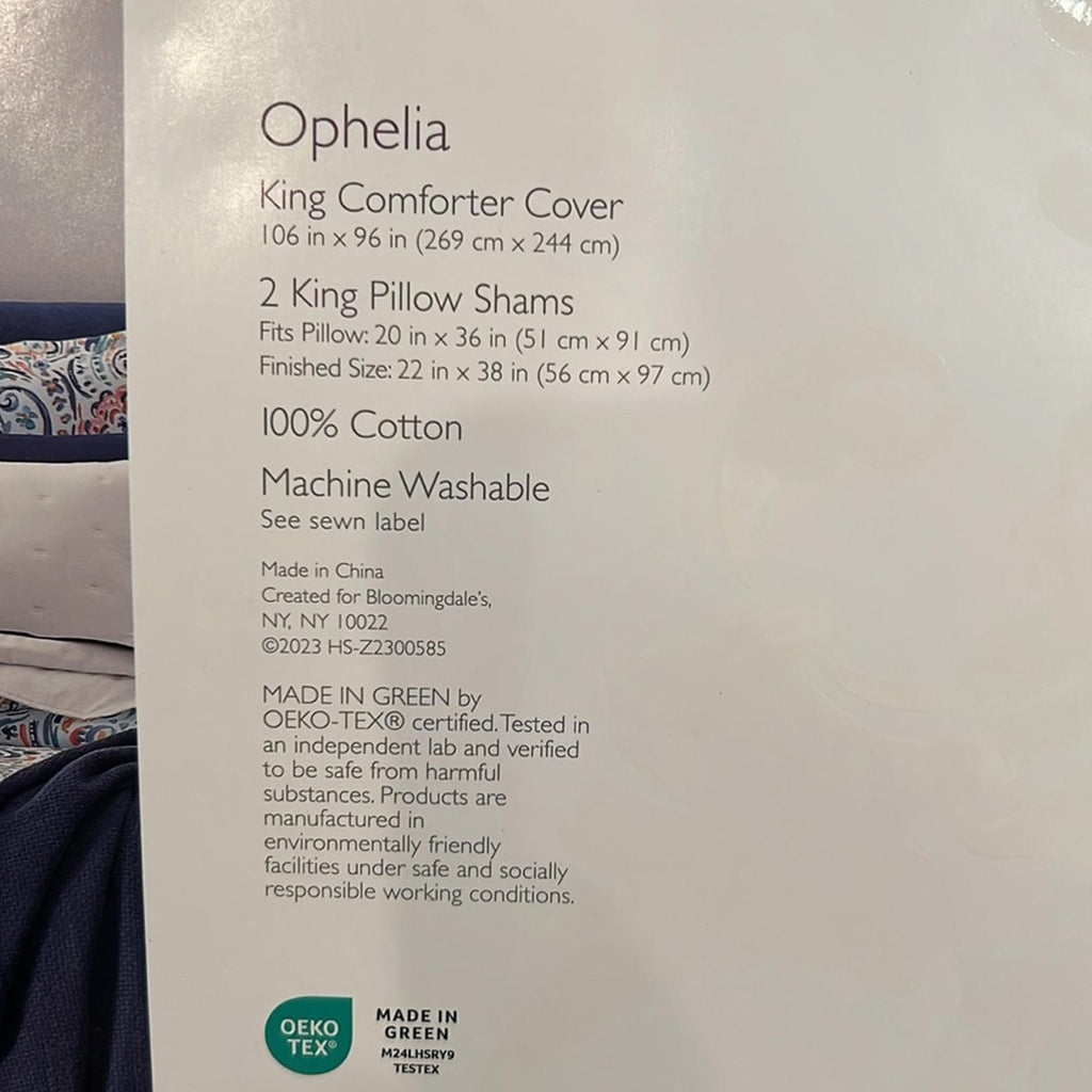 SKY Ophelia King Duvet Cover & 2King Pillow Shams Bloomingdale's New in Box $350