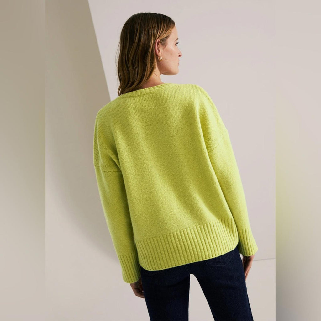 Favorite Daughter The William V-Neck Wool & Cashmere Blend Sweater, Citron NWT