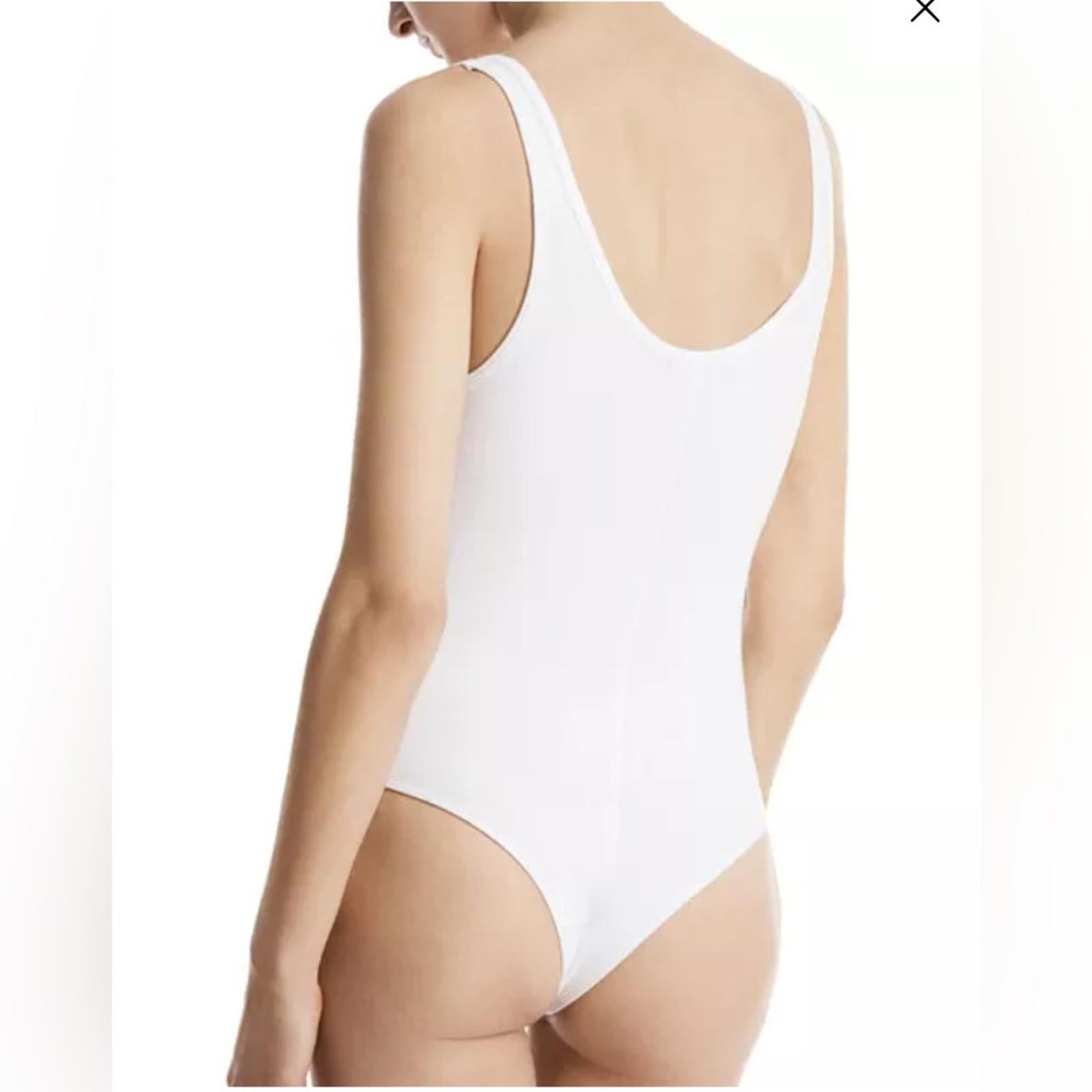 ATM White V-Neck Tank Bodysuit in White, Size L NEW w/Tag $175