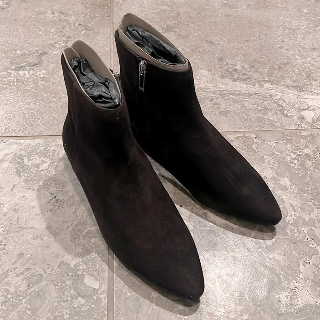 Aquatalia Prisilla Brown Dress Suede Booties, Size 9 New in Box +DustBag