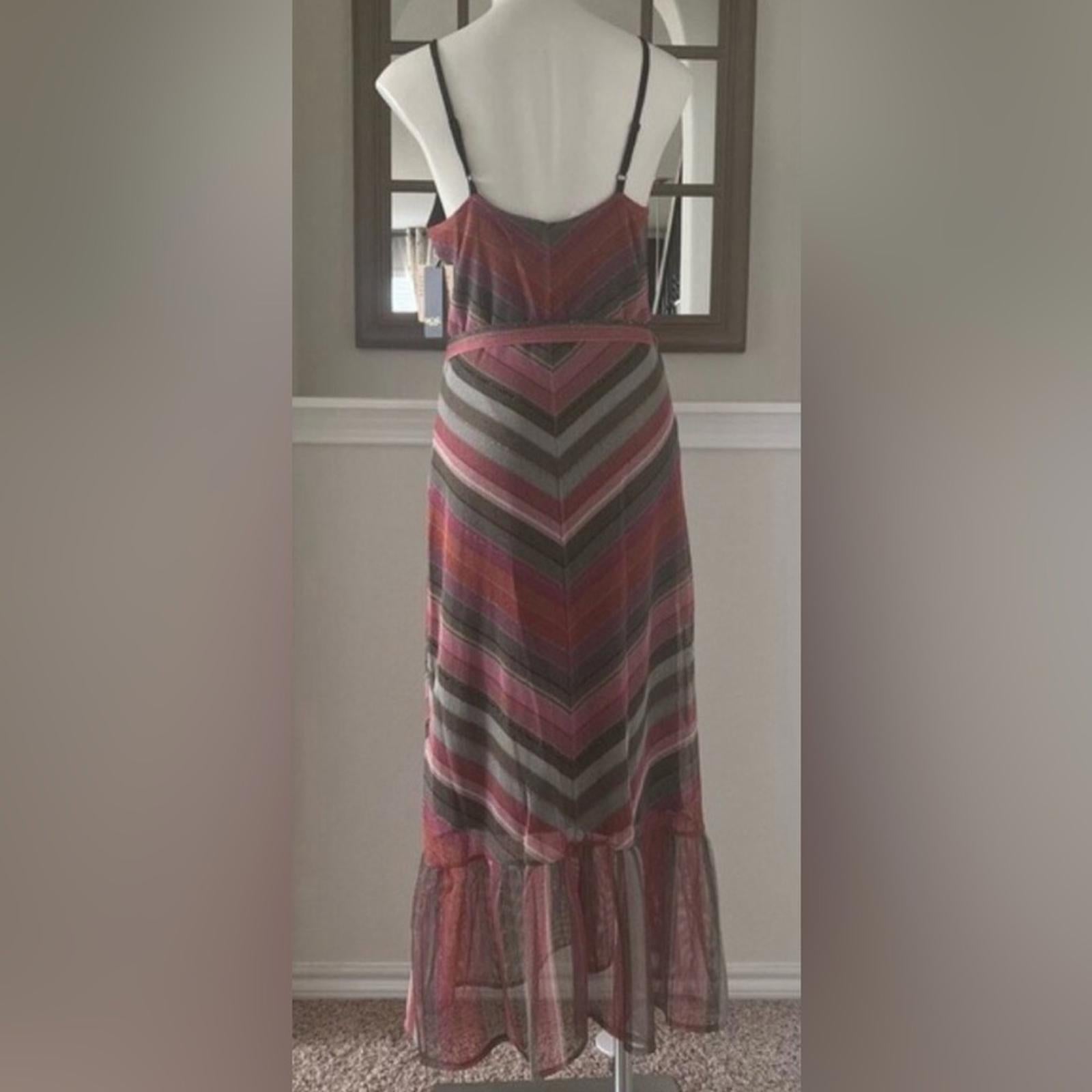 Rachel Roy Finn Metallic Striped Maxi Dress in Pink Grey Mesh Size XL NEW $139
